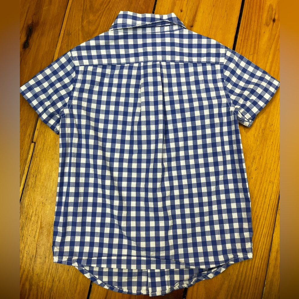 Janie and Jack Toddler 3T Blue Gingham Button Down Dress Shirt Cotton Classic - Picture 3 of 5